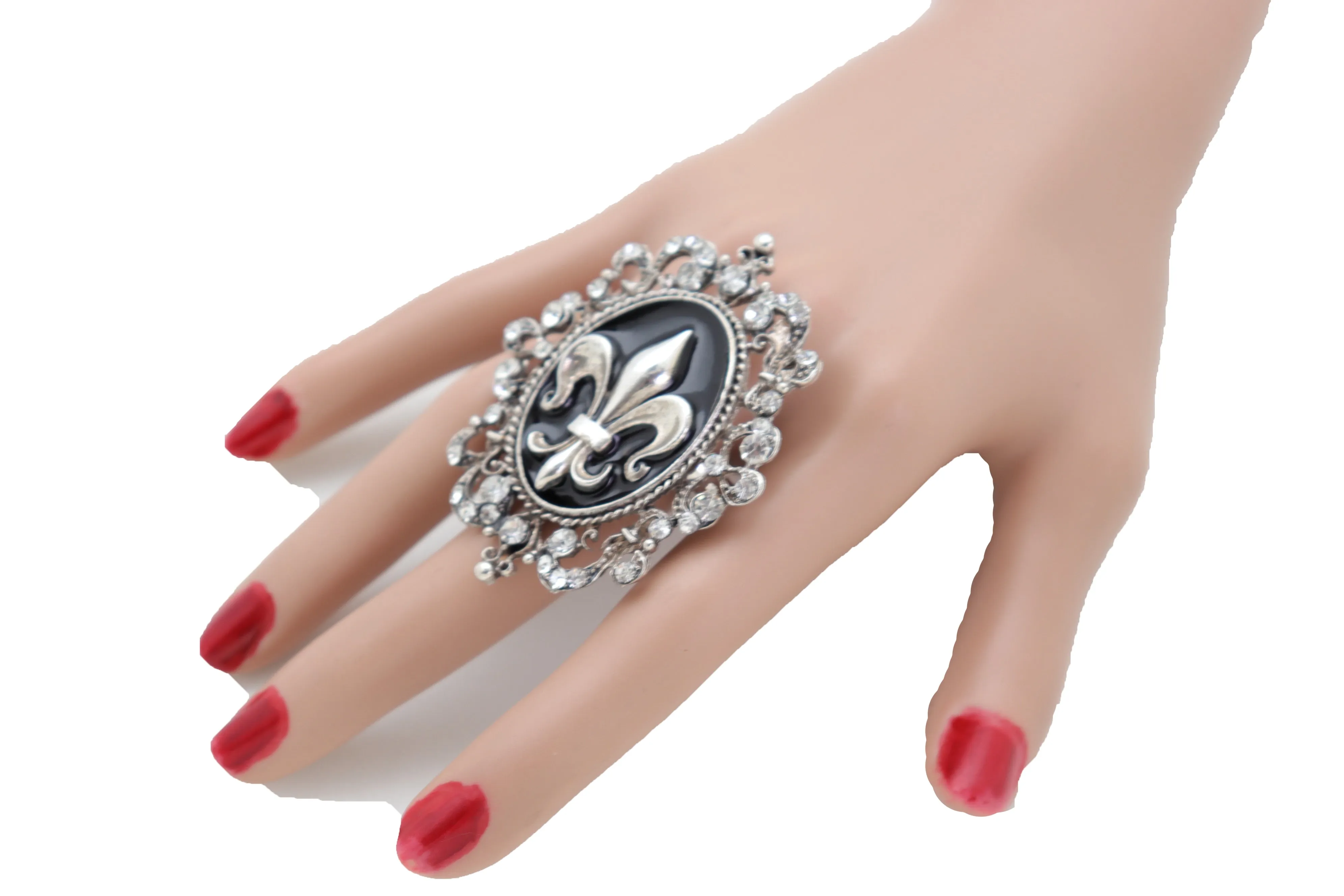 French Style  Fleur De Lis Silver Metal Ring