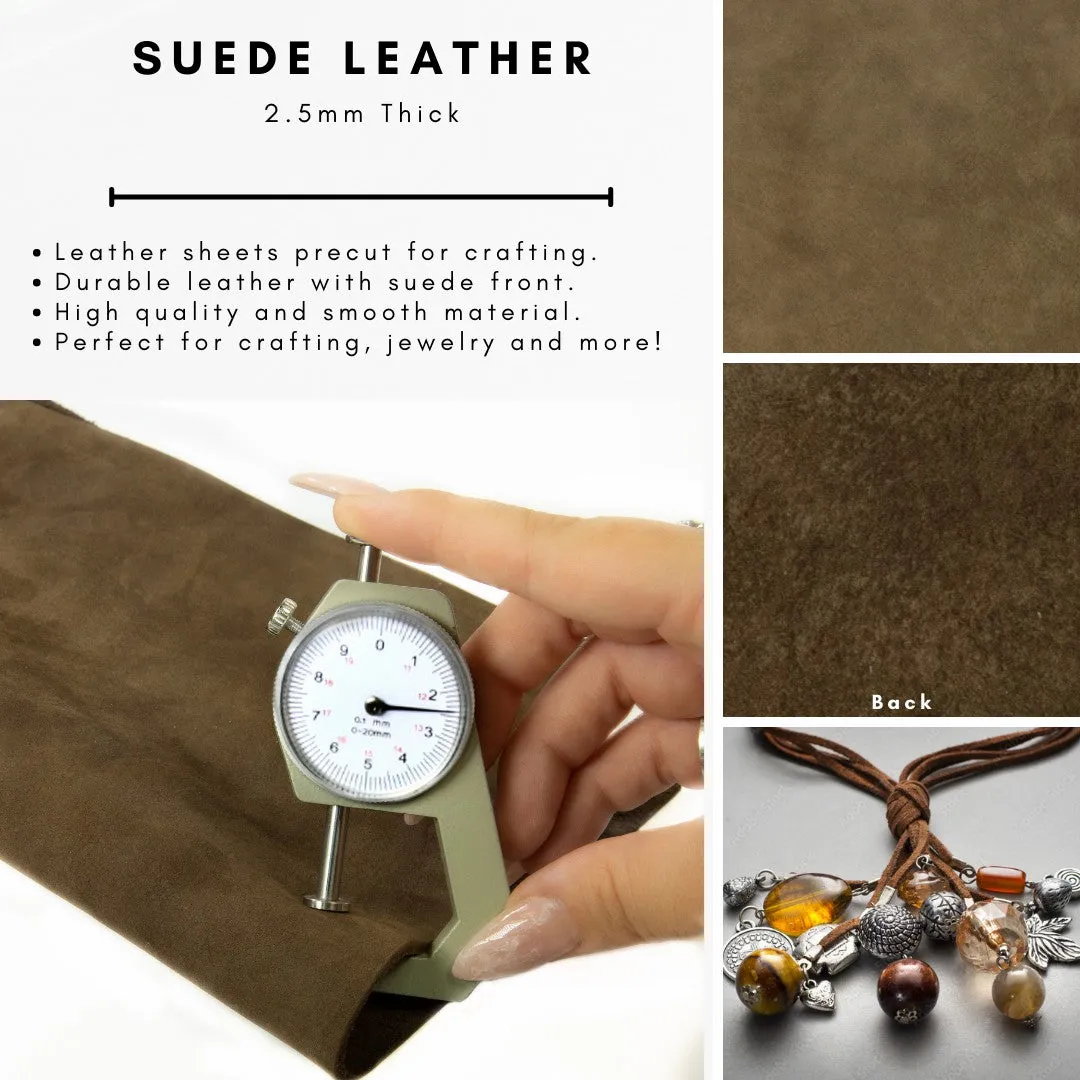 Genuine Leather Tooling and Crafting Sheets | Heavy Duty Full Grain Cowhide (2.5mm) | Nubuck Brown