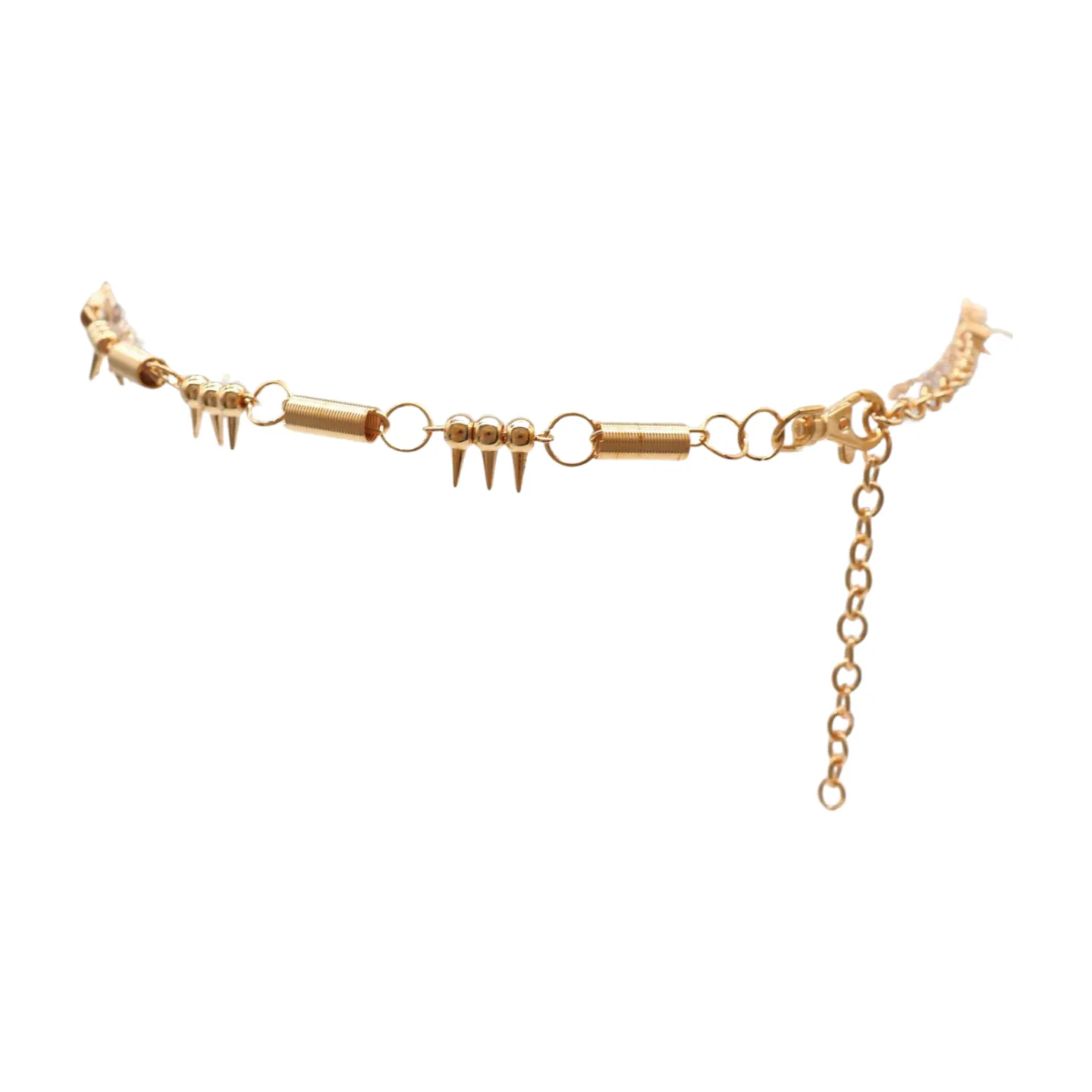 Gold Metal Chain Fashion Belt Spike Horn Charms Fit Size M L XL