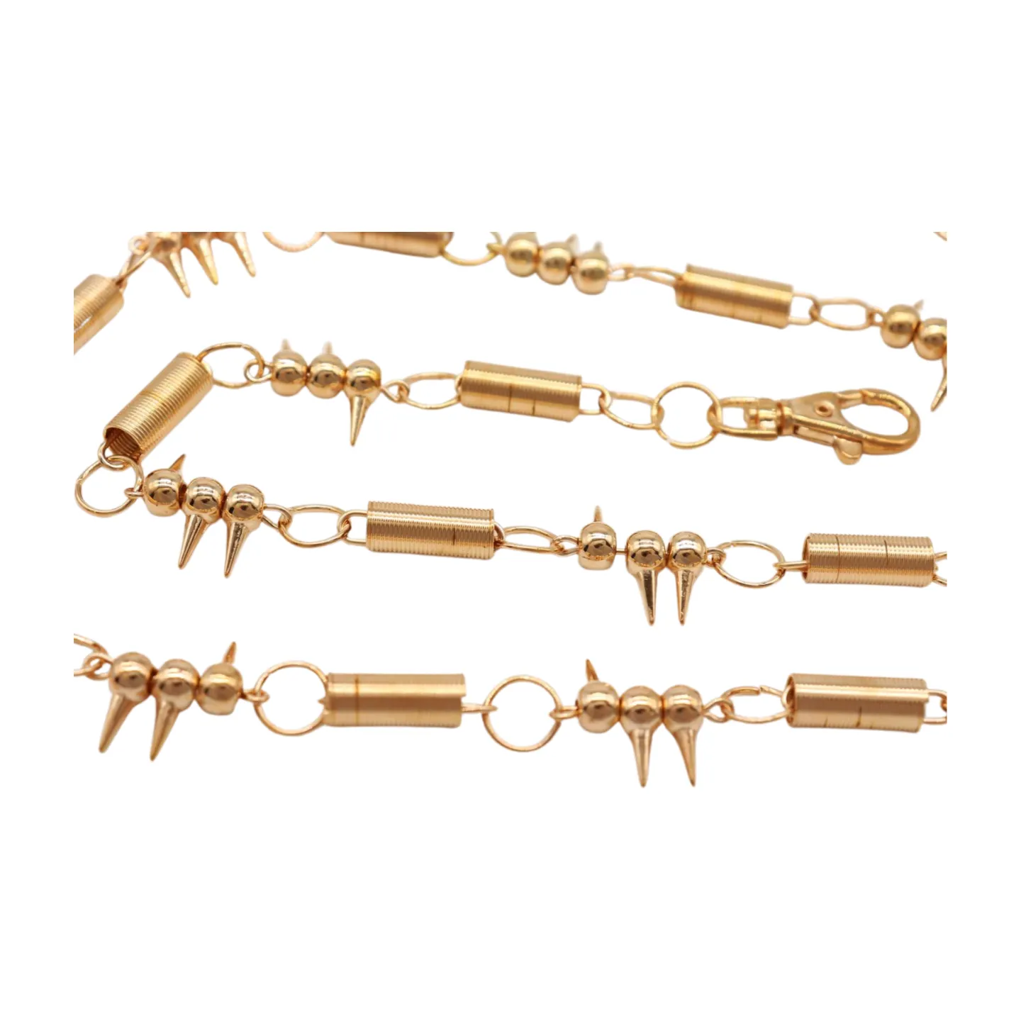 Gold Metal Chain Fashion Belt Spike Horn Charms Fit Size M L XL