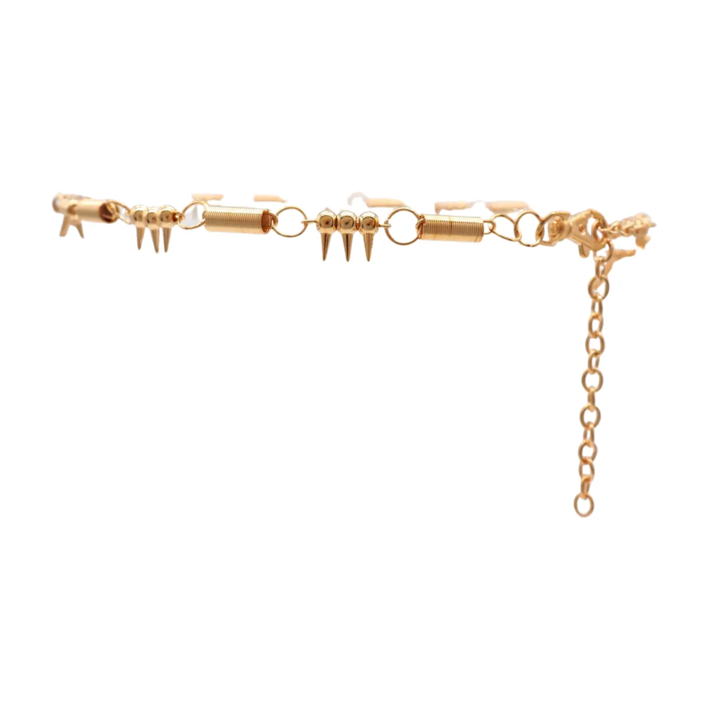 Gold Metal Chain Fashion Belt Spike Horn Charms Fit Size M L XL