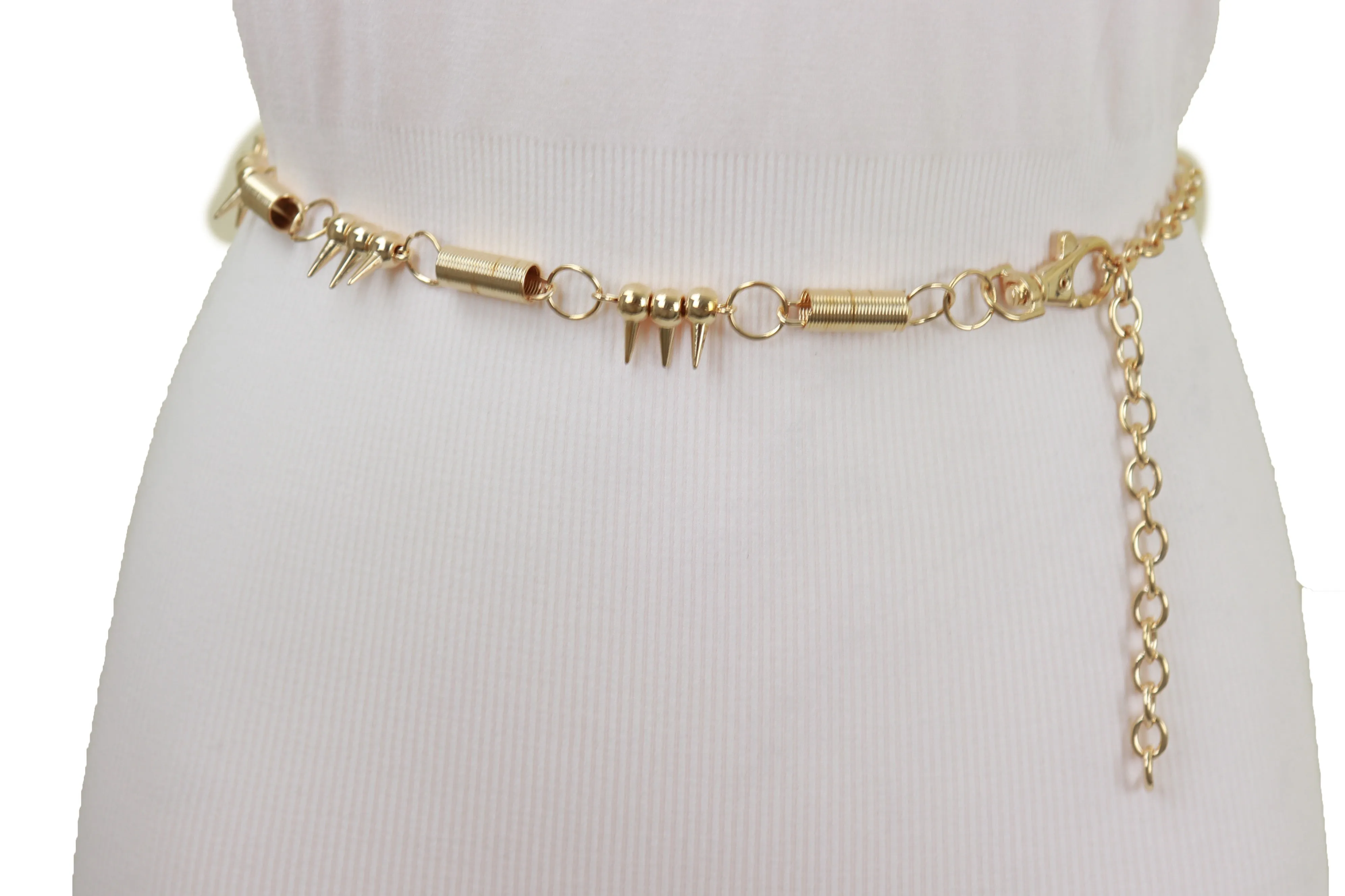 Gold Metal Chain Fashion Belt Spike Horn Charms Fit Size M L XL