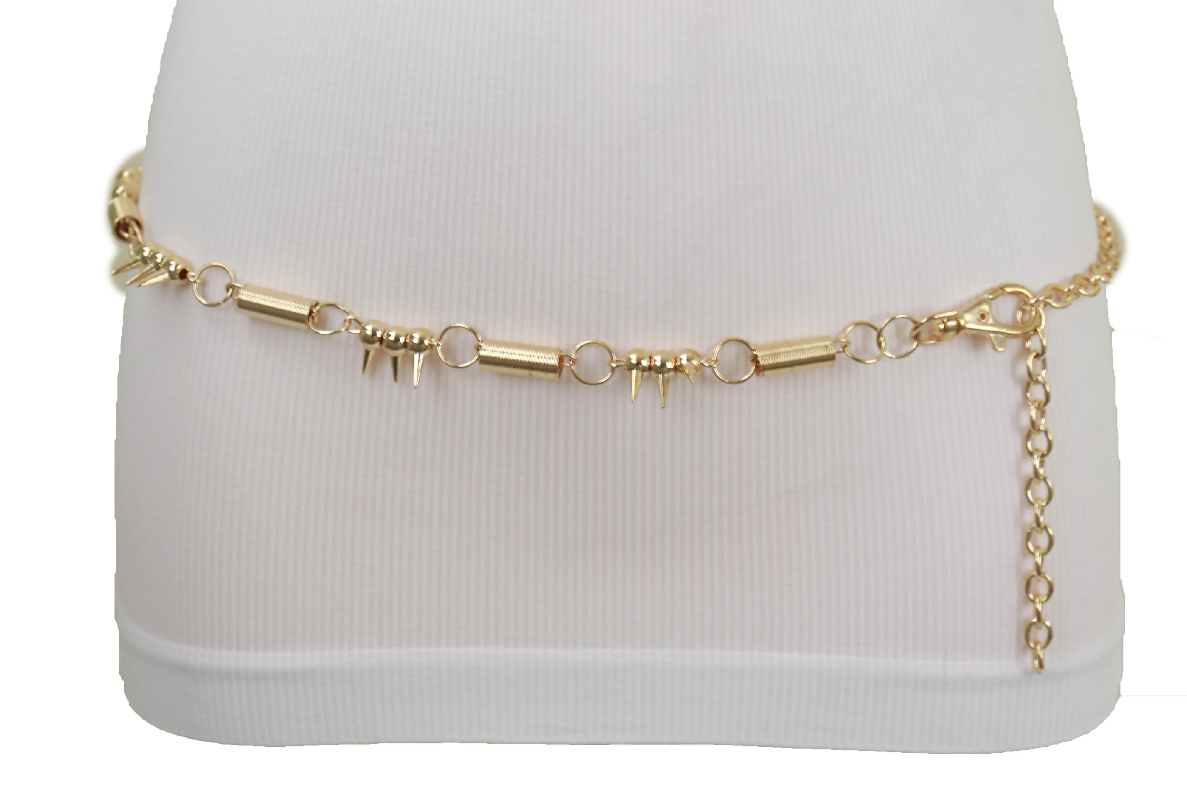 Gold Metal Chain Fashion Belt Spike Horn Charms Fit Size M L XL