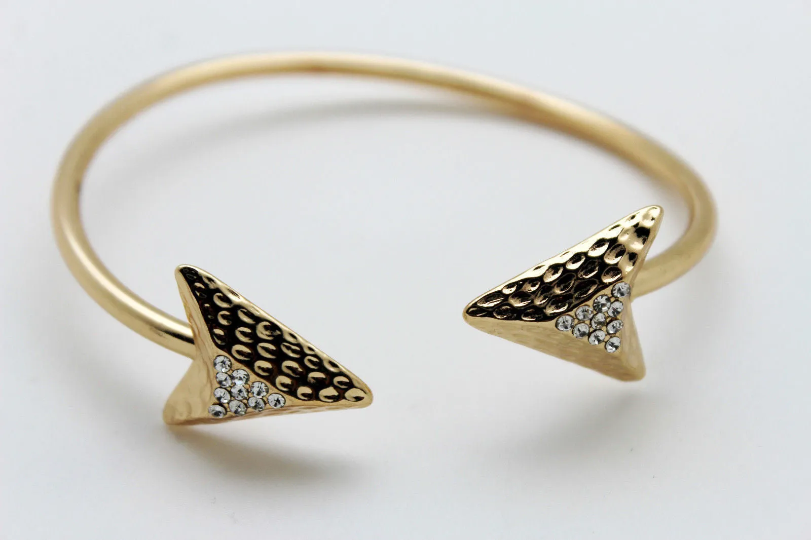 Gold Metal High Arm Cuff Bracelet Skinny Arrow Wrap Around