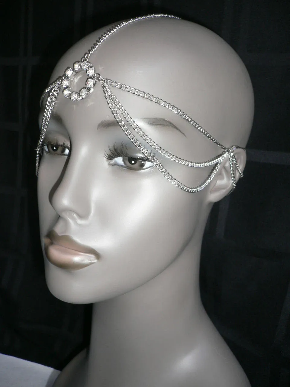 Gold Silver Metal Head Chain Circlet Clear Rhinestone Women Wedding Body Jewelry