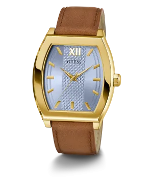 GUESS Mens Brown Gold Tone Analog Watch