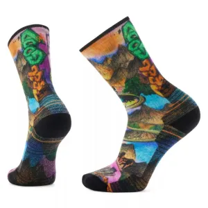 Hike Light Cushion Mountain Maze Print Crew Socks