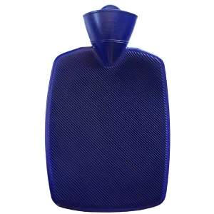 Hot Water Bottle Classic Hugo -Half Ribbed- Blue