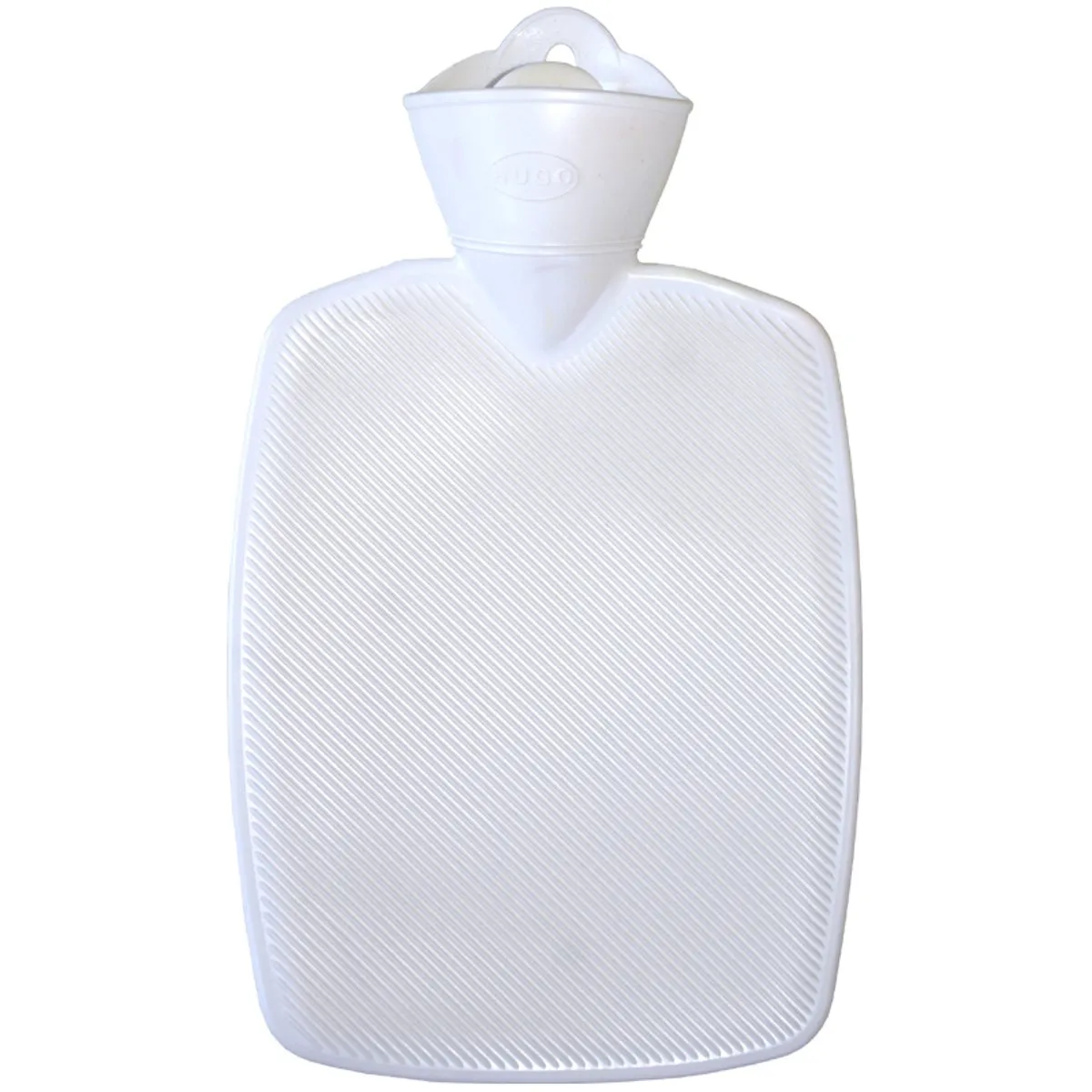 Hot Water Bottle Classic Hugo -Half Ribbed- White