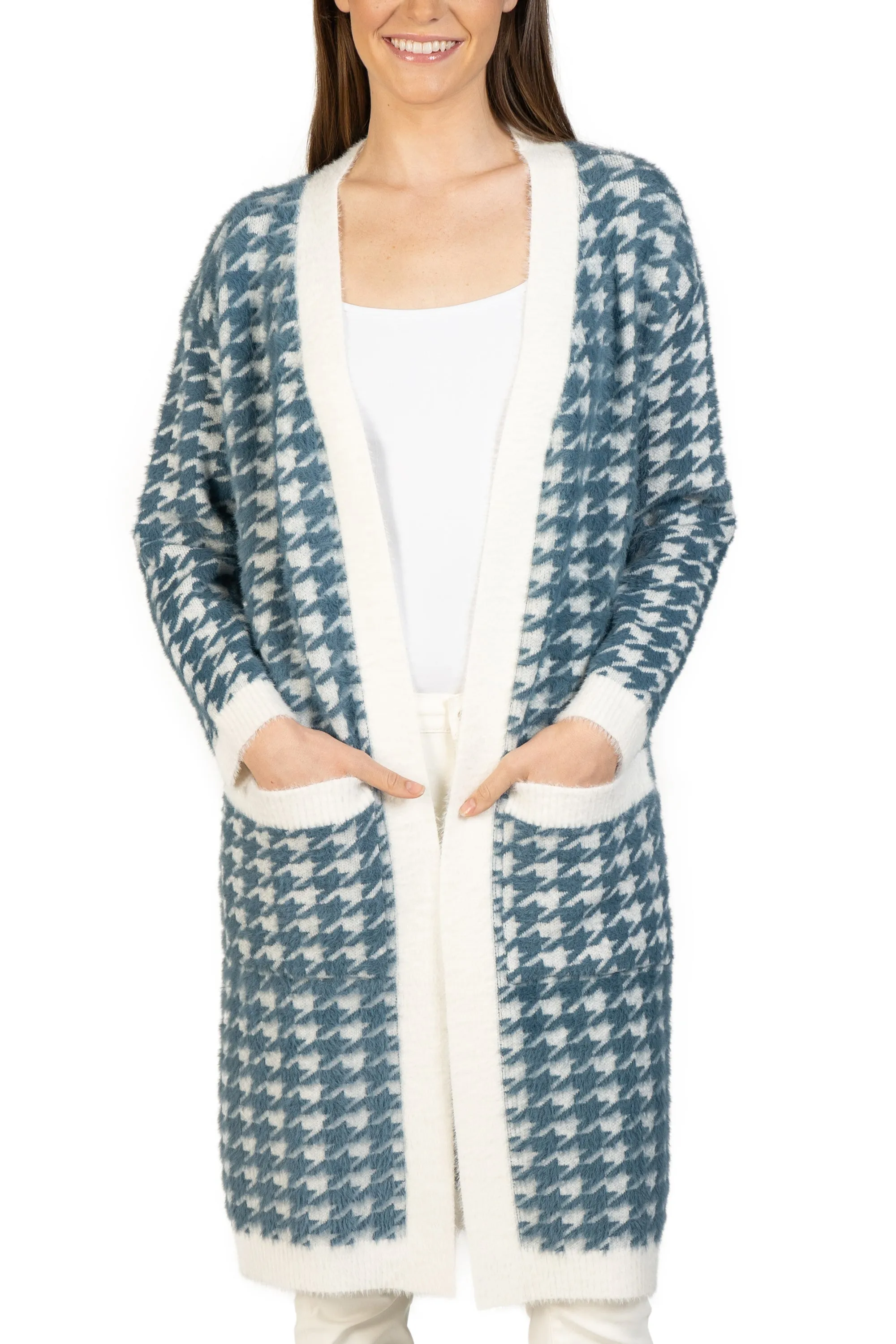 Houndstooth Patch Pocket Cardigan