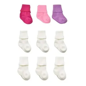 Infant Combed Cotton Booties with Turn Cuff in Shades of Pink