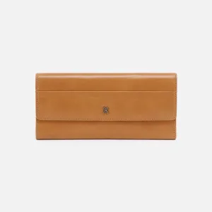 Jill Large Trifold Wallet In Polished Leather - Natural