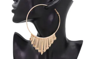 Large Fringe Arrow Metal Hoop Earrings