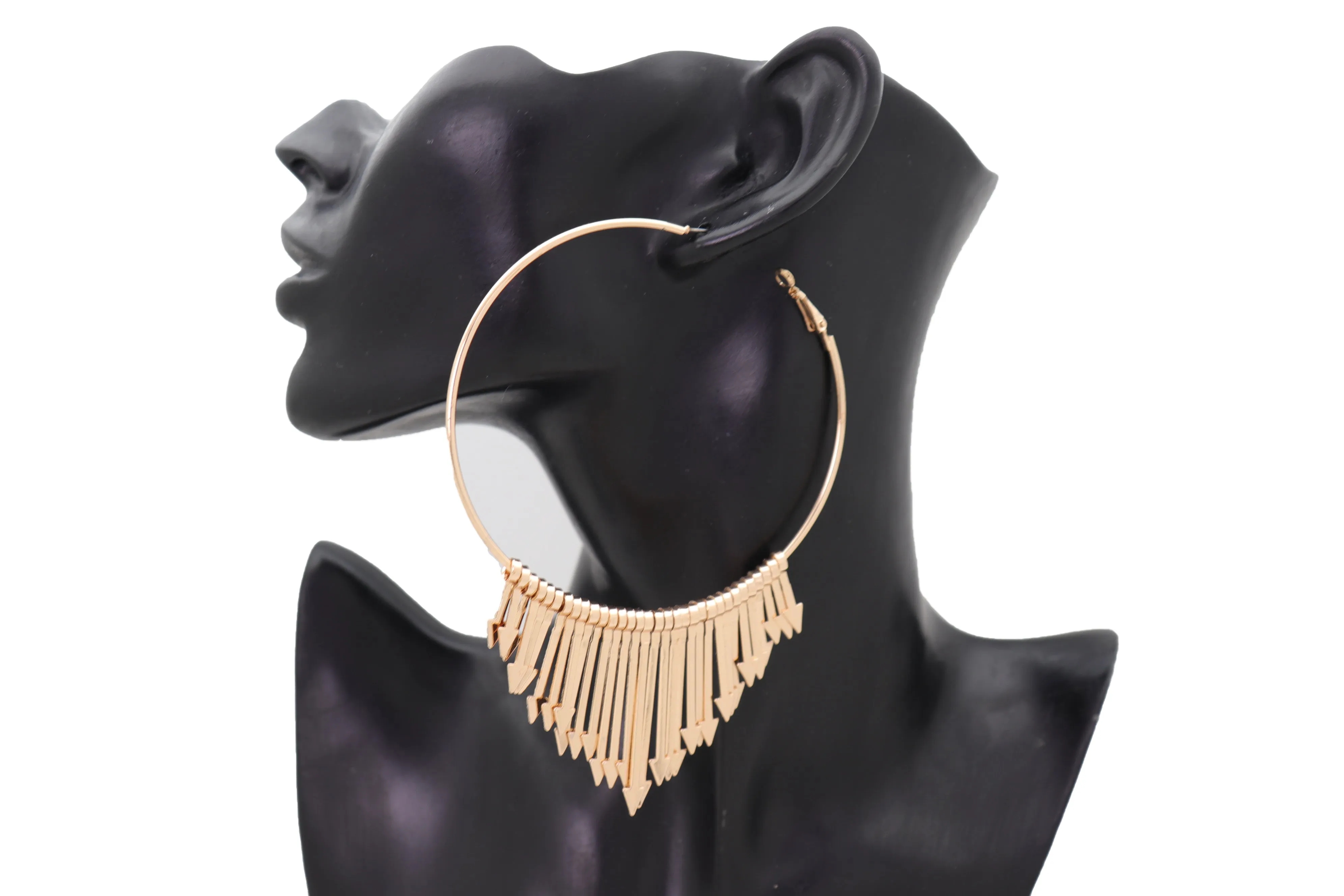 Large Fringe Arrow Metal Hoop Earrings