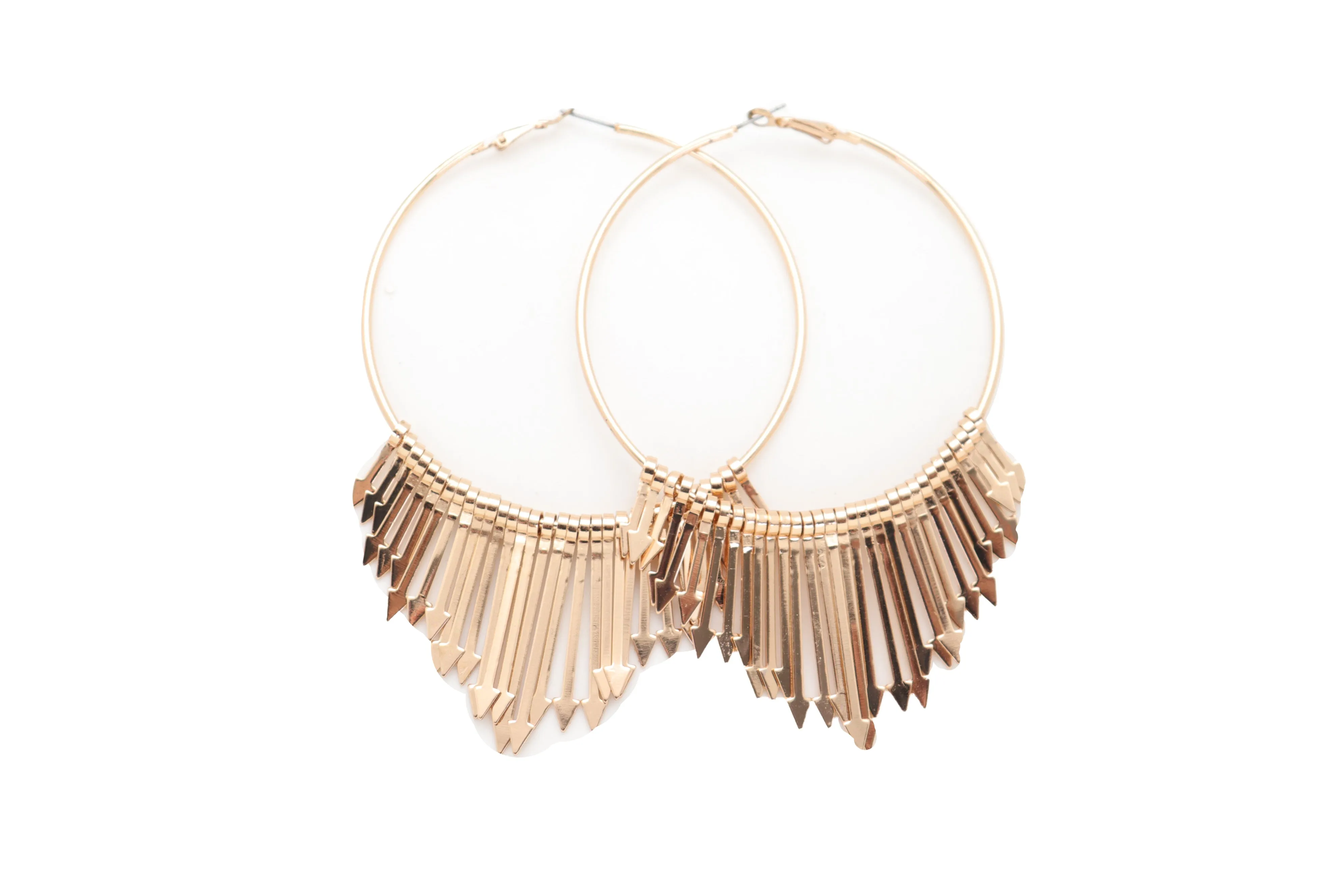 Large Fringe Arrow Metal Hoop Earrings