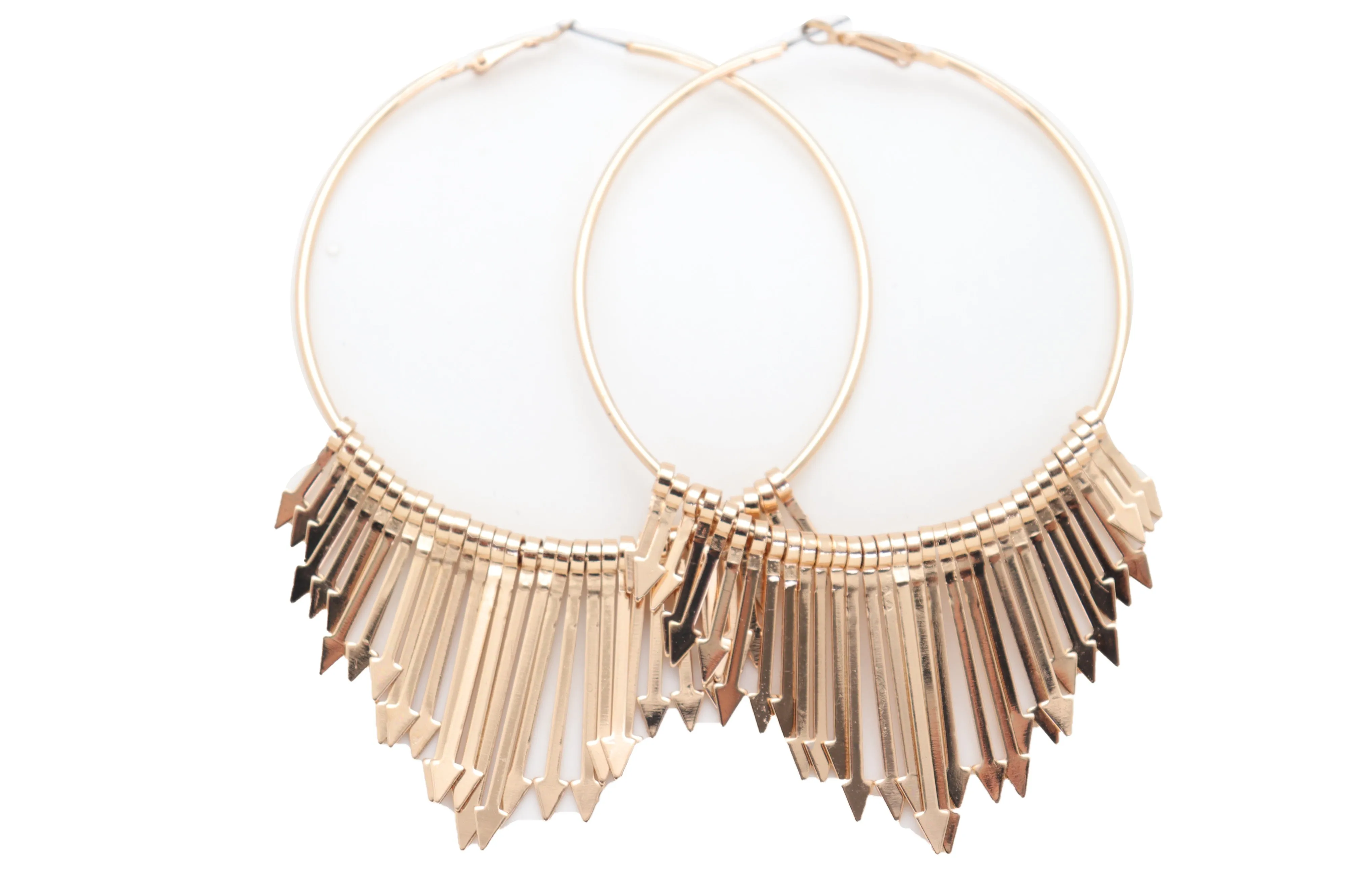 Large Fringe Arrow Metal Hoop Earrings