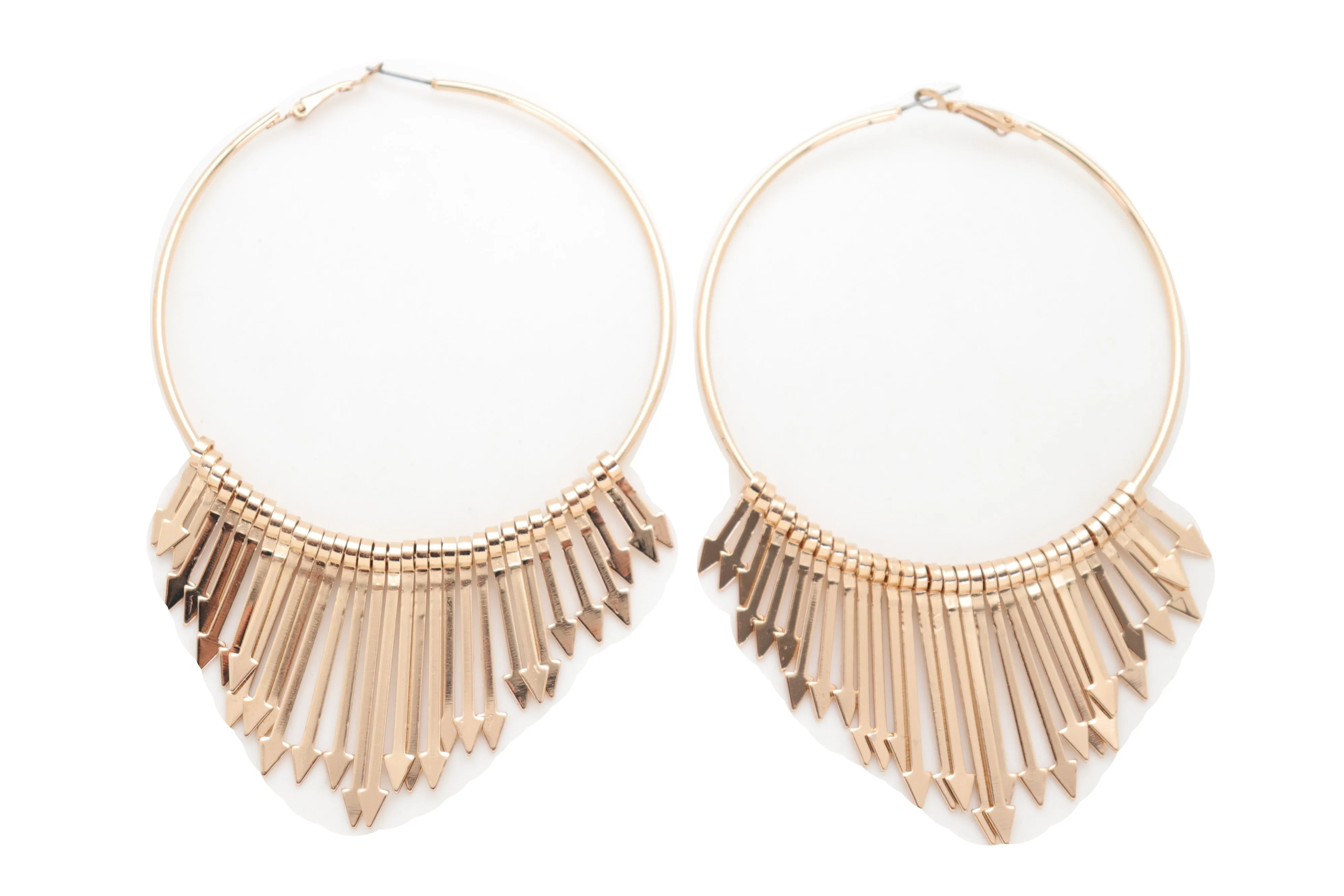 Large Fringe Arrow Metal Hoop Earrings