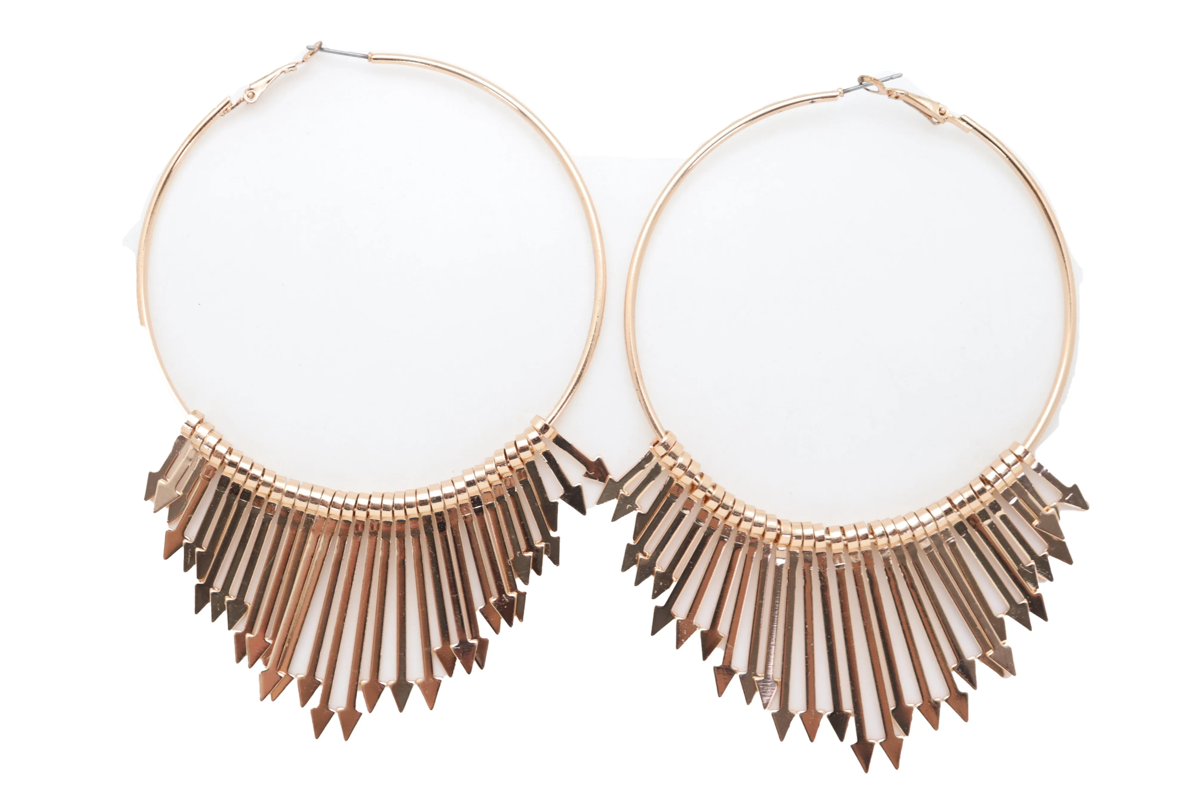 Large Fringe Arrow Metal Hoop Earrings