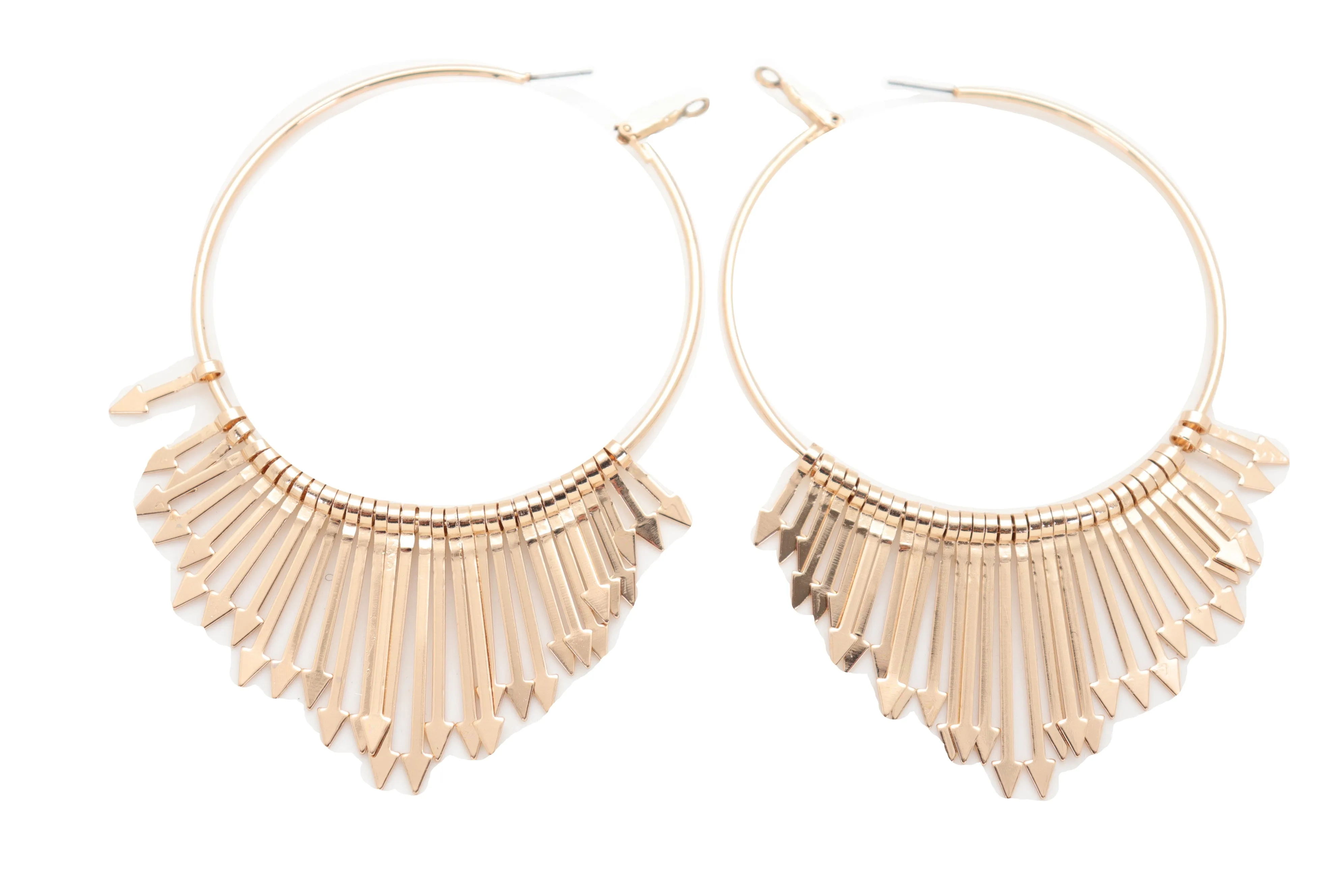 Large Fringe Arrow Metal Hoop Earrings