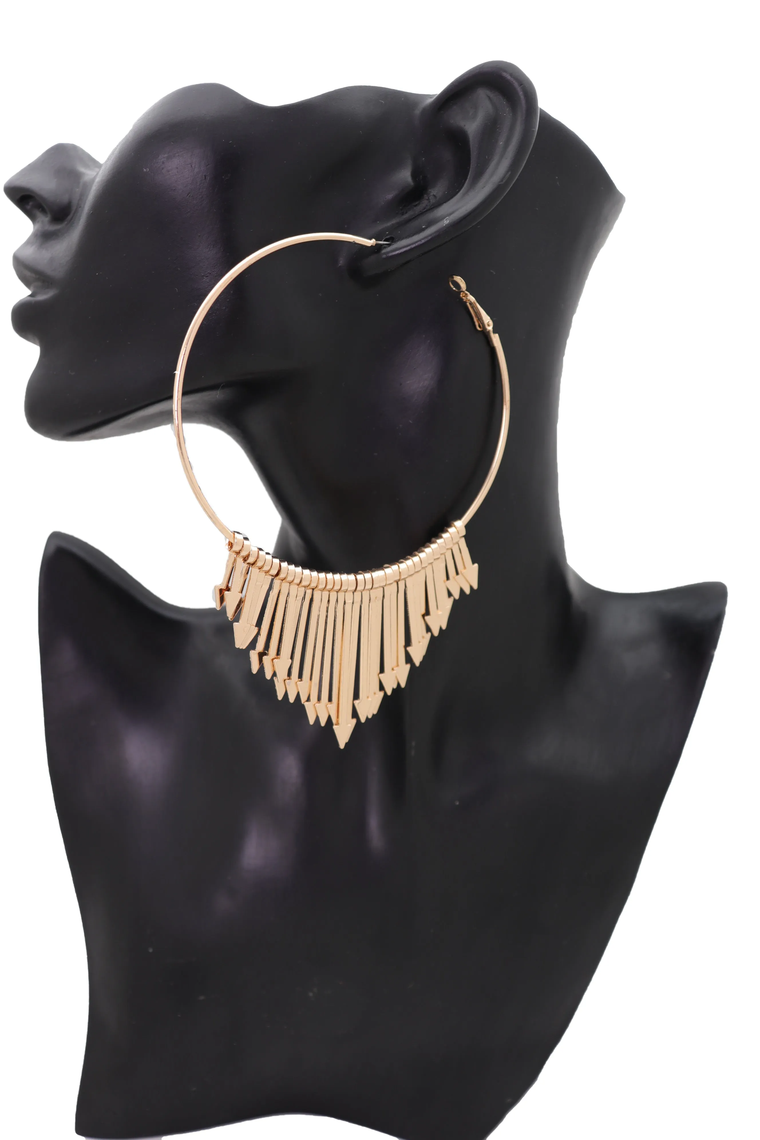 Large Fringe Arrow Metal Hoop Earrings