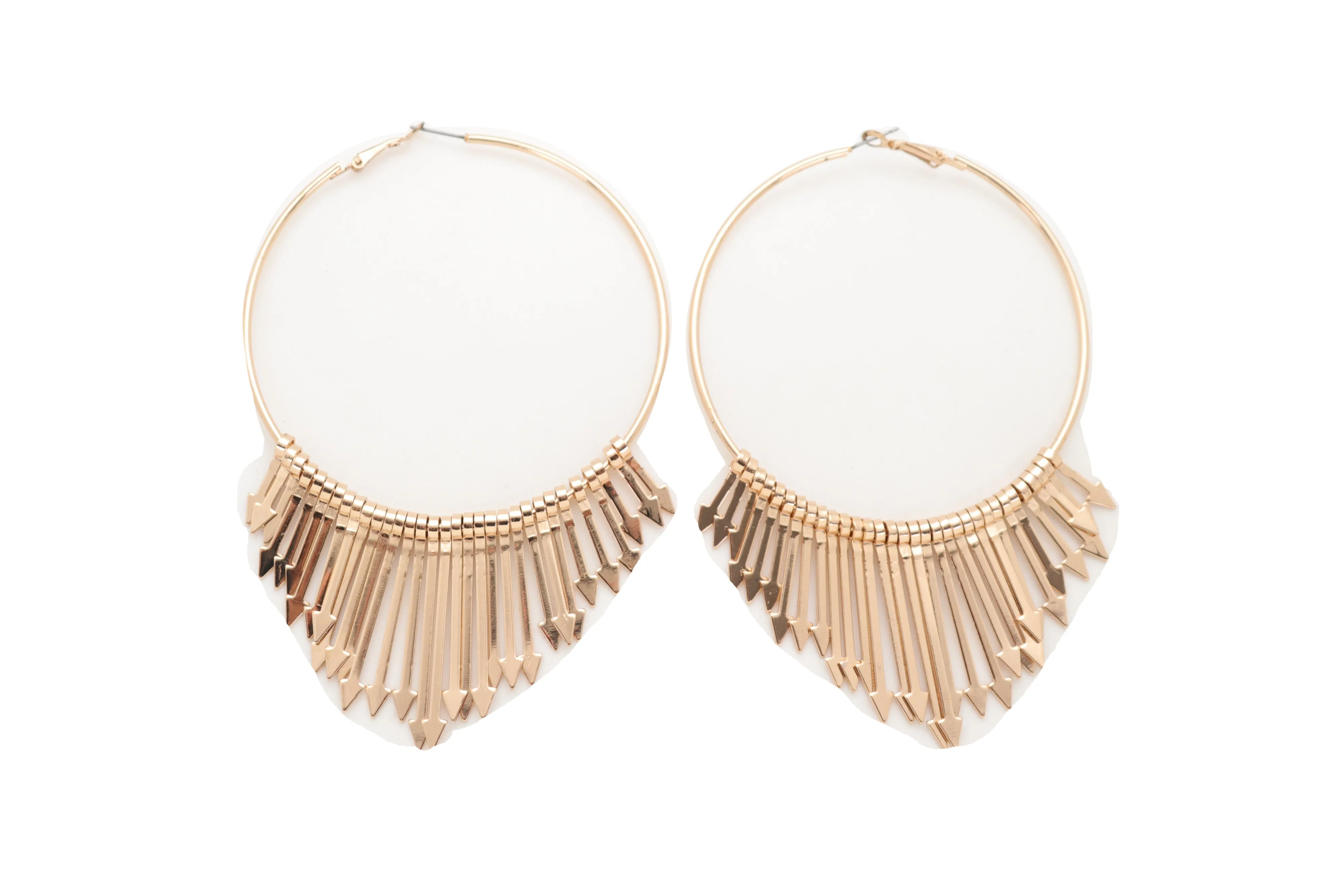 Large Fringe Arrow Metal Hoop Earrings