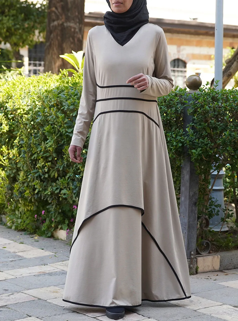 Layered Contrast Trim Abaya