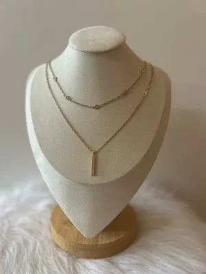 Layered Pave Bar Necklace