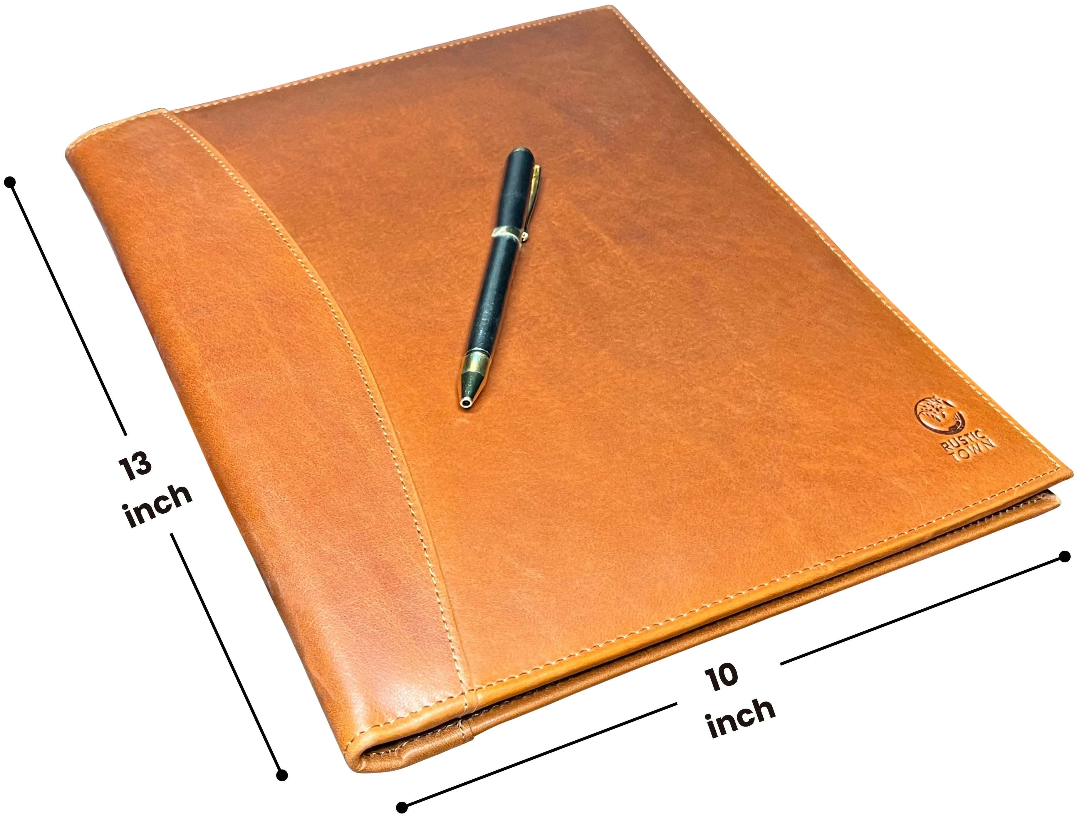 Leather Padfolio Handmade Business Portfolio (Cognac)