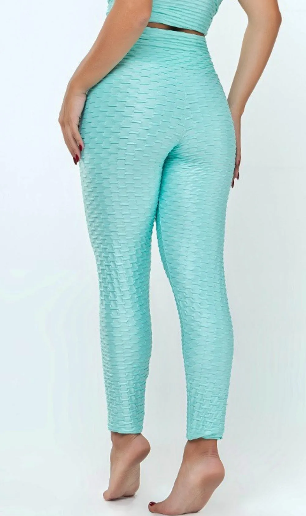 Legging Textured Brocada Aqua