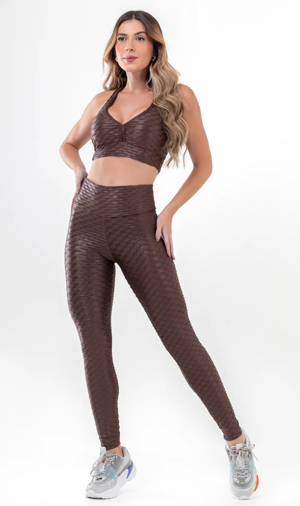 Legging Textured Brocada Brown