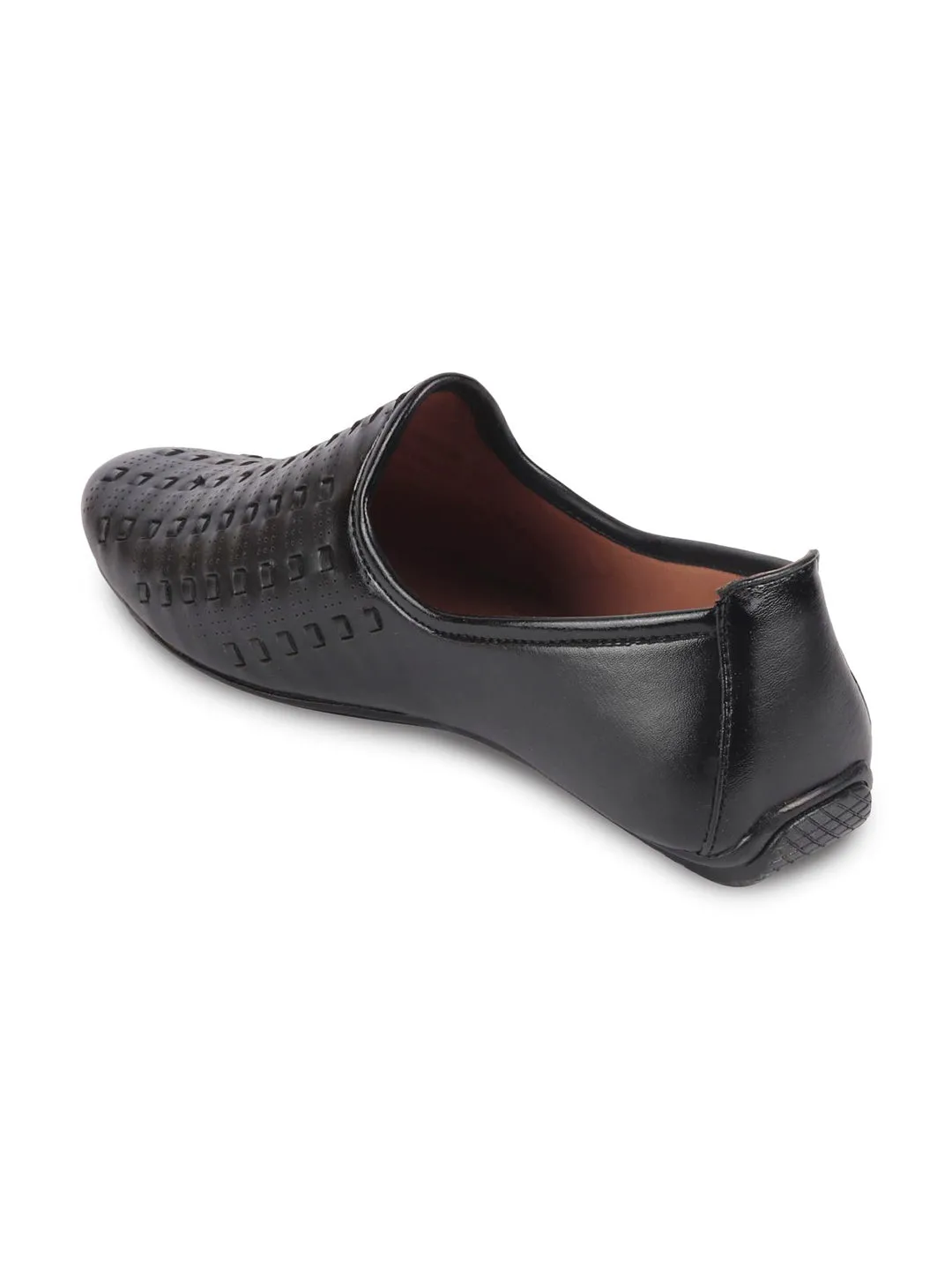 Men Black Ethnic Slip-On Round Toe Jutis & Mojaris