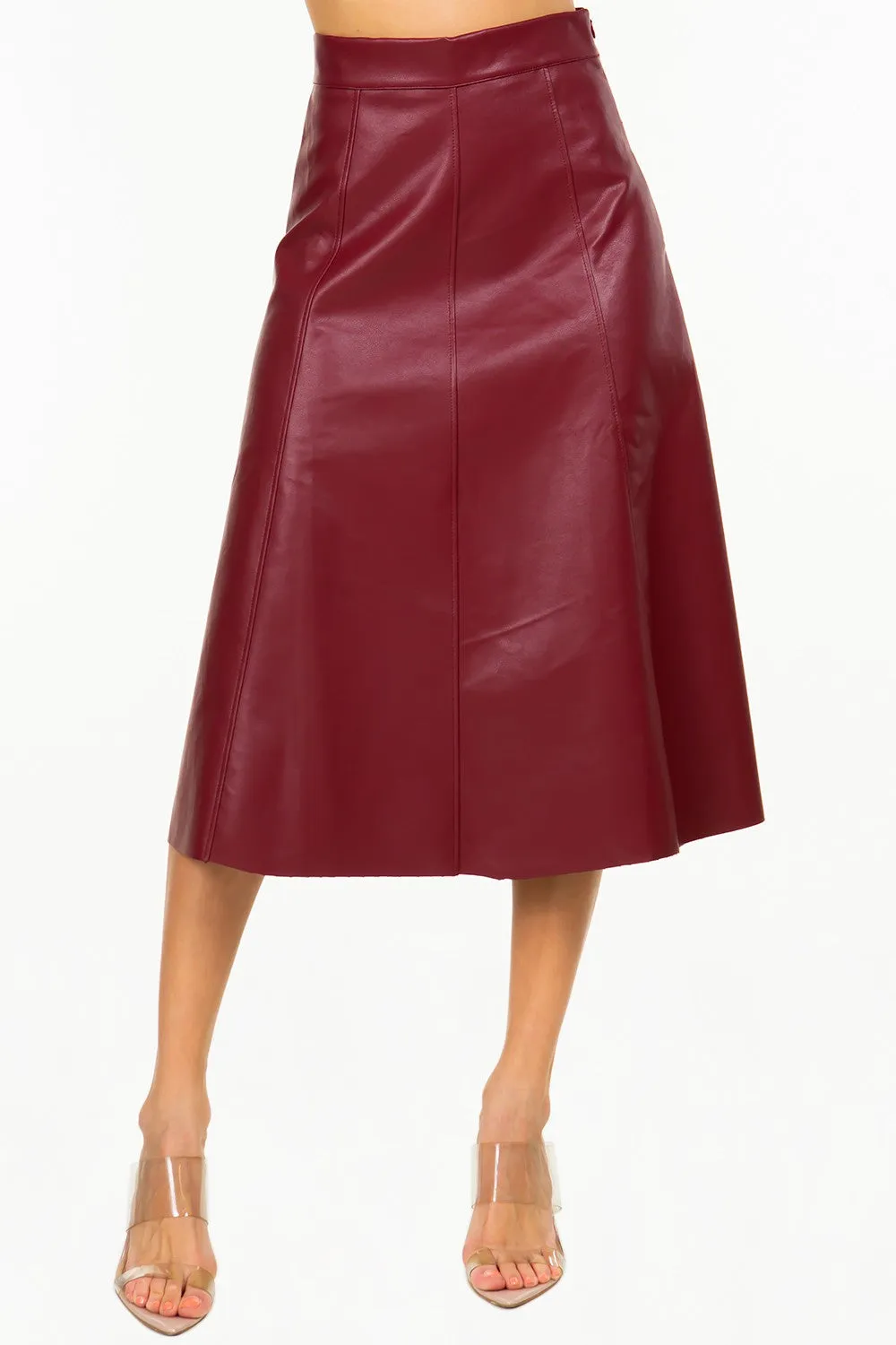 Midi Faux Leather Skirt SA-23