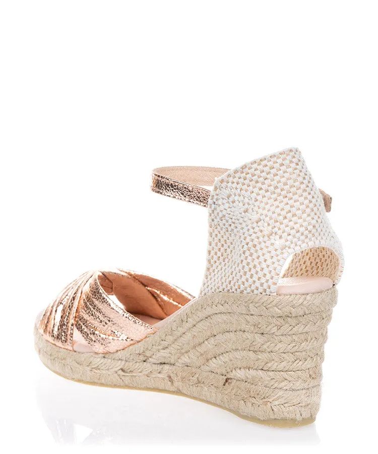 NEO Zara Crackle Rose Gold Espadrille Sandal