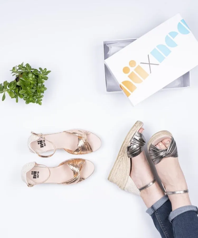 NEO Zara Crackle Rose Gold Espadrille Sandal