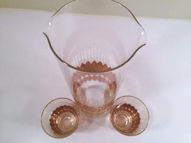 Pasinski Signed Mid-Century 22-Karat Gold Cocktail Set (1 Pitcher and 2 Glasses)