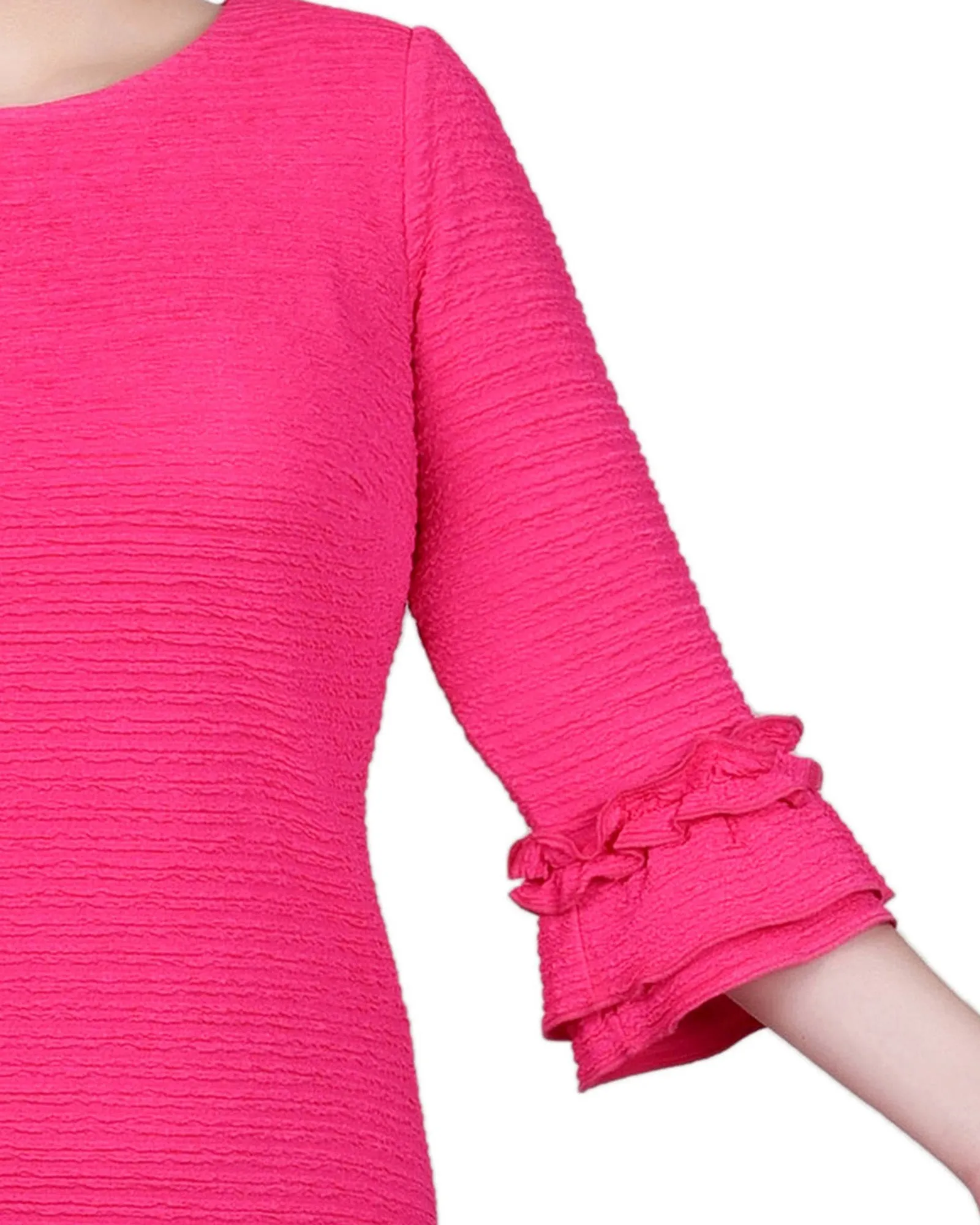 Petite 3/4 Sleeve Textured Knit Dress