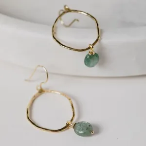 Prehnite Oval Textured Drop Earrings