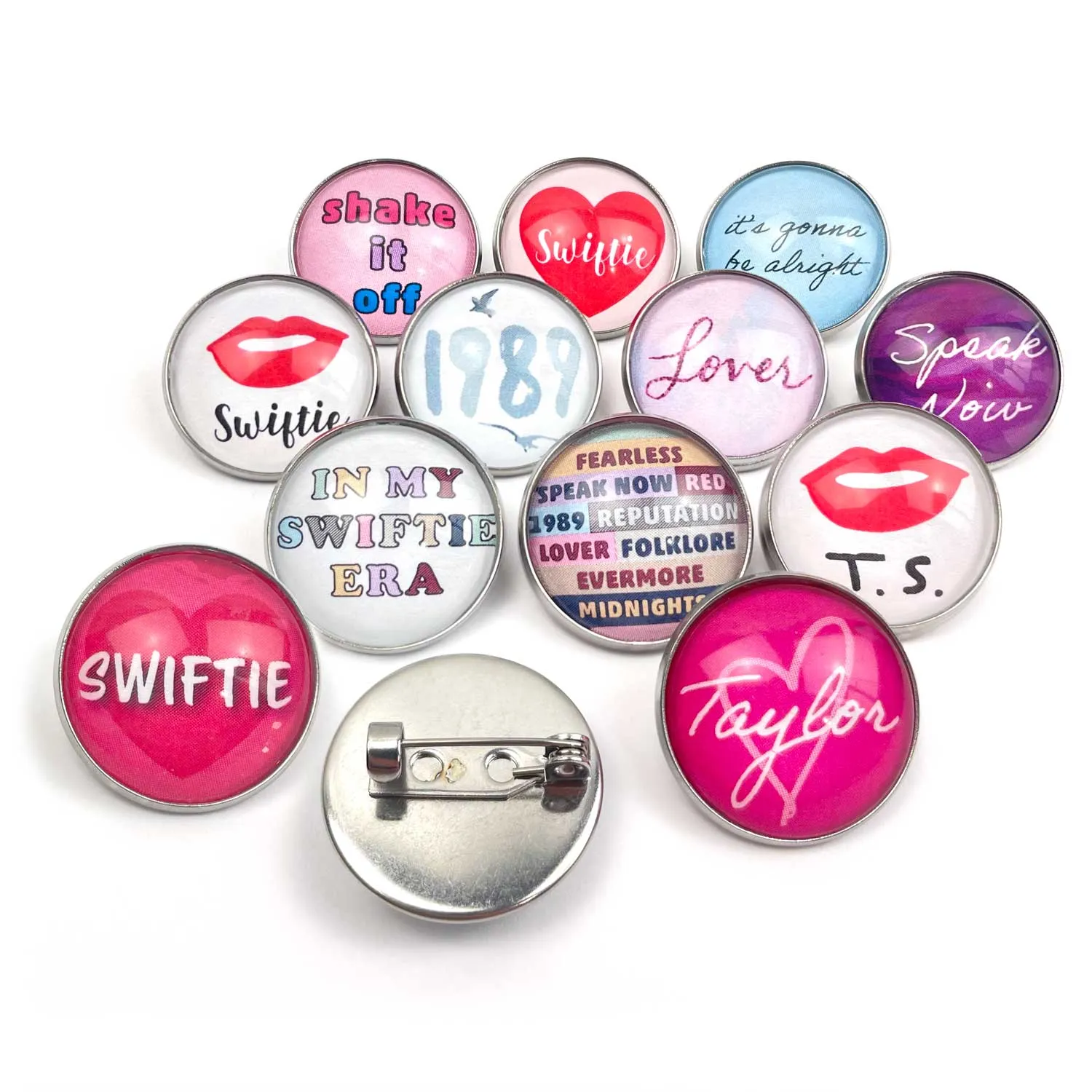 "I Love Taylor" Glass Pinback Buttons, Lapel Pins – My Swiftie Era, Eras Tour, 1989, Shake It Off