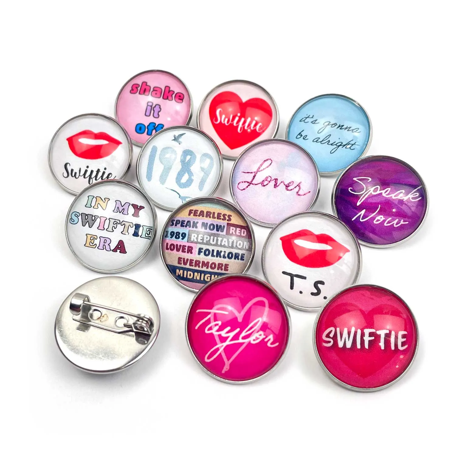 "I Love Taylor" Glass Pinback Buttons, Lapel Pins – My Swiftie Era, Eras Tour, 1989, Shake It Off