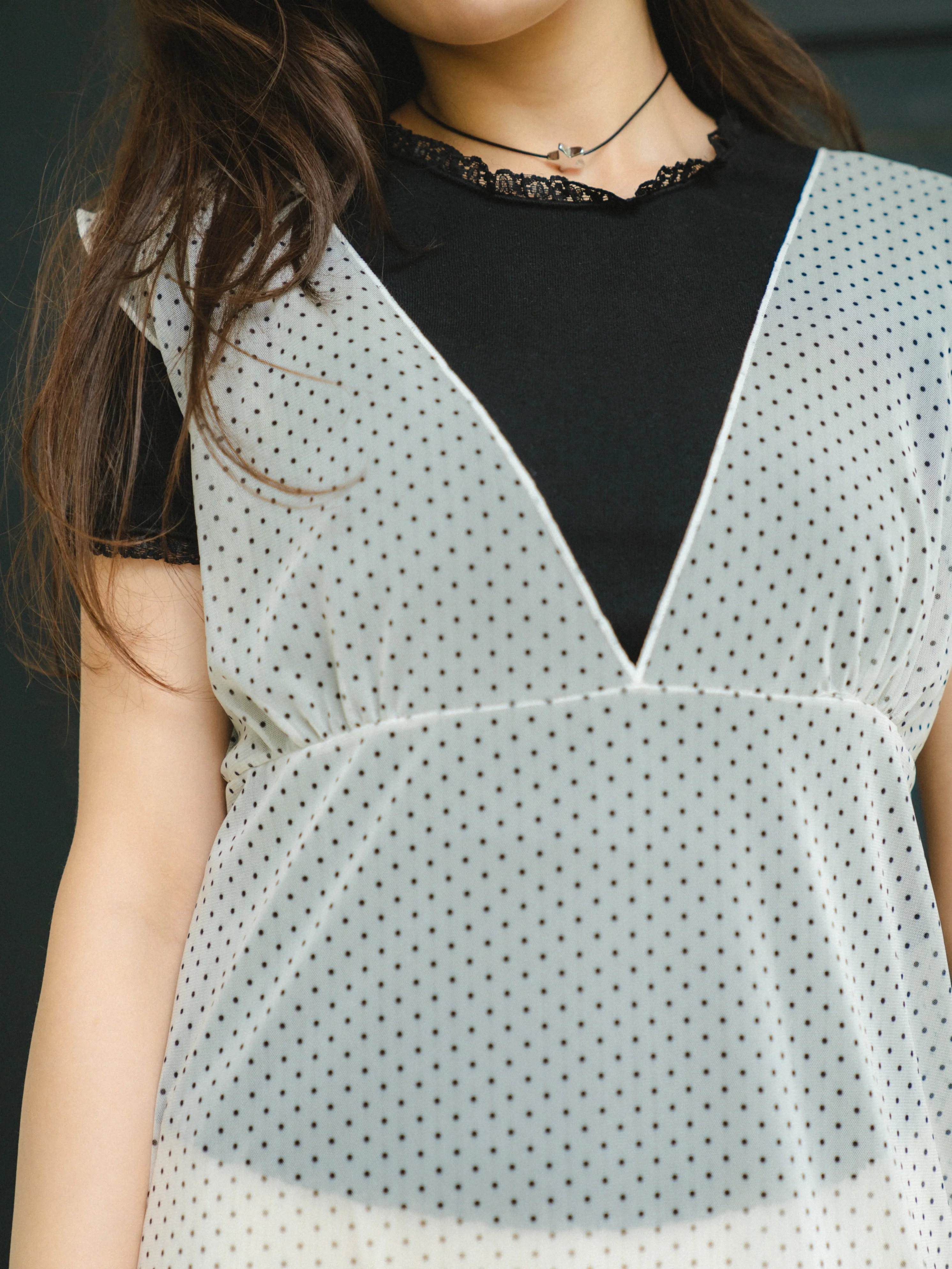 See-through Dot Layered Dress