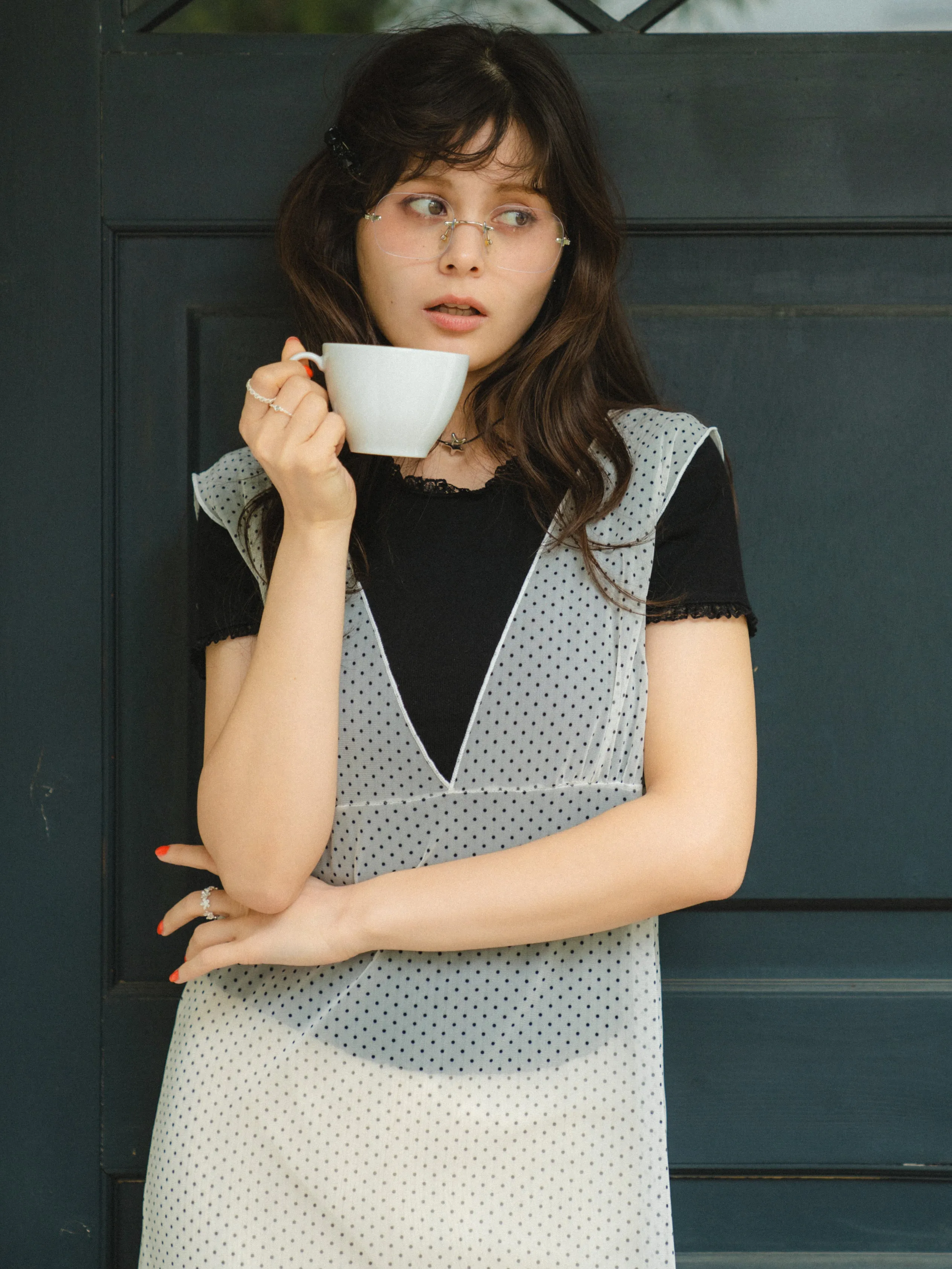 See-through Dot Layered Dress