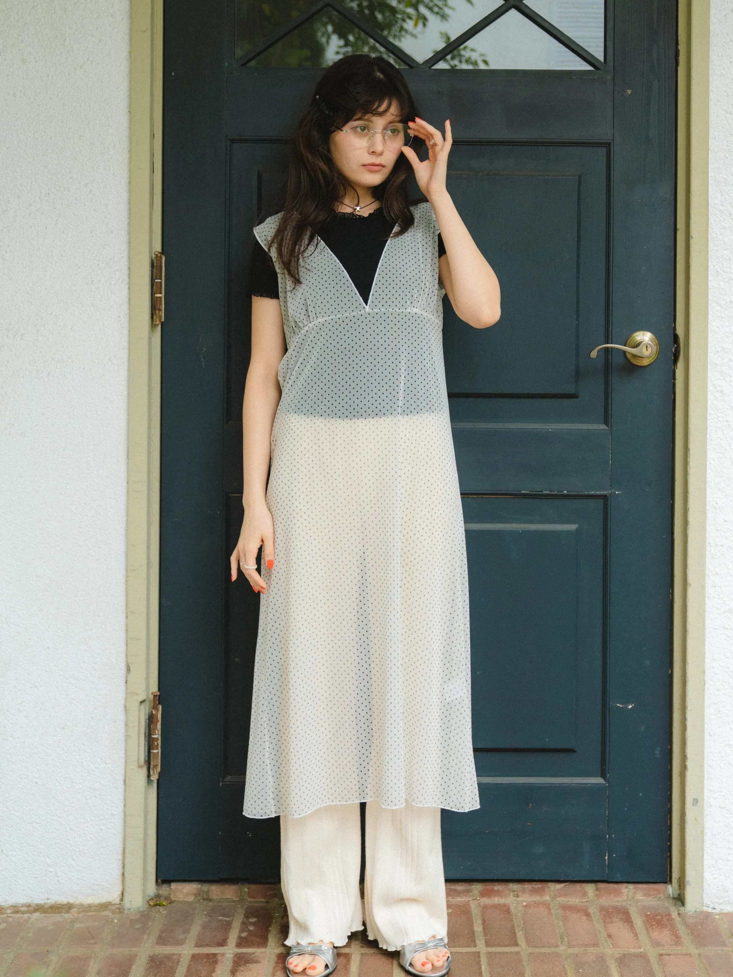 See-through Dot Layered Dress