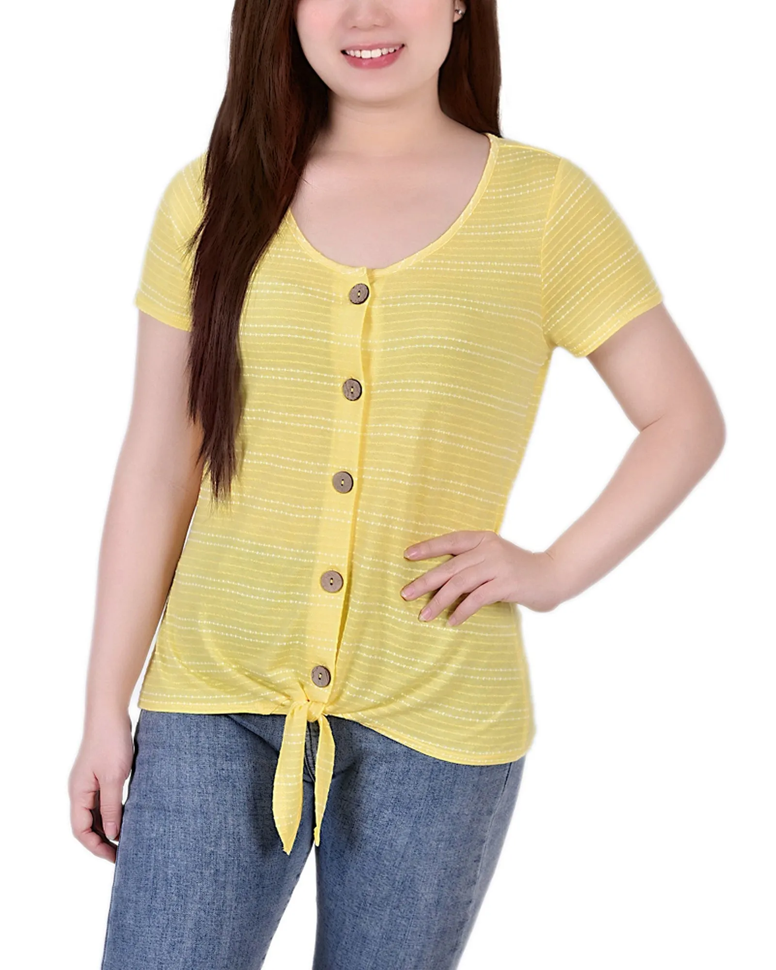 Short Sleeve Tie Front Top