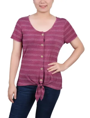 Short Sleeve Tie Front Top