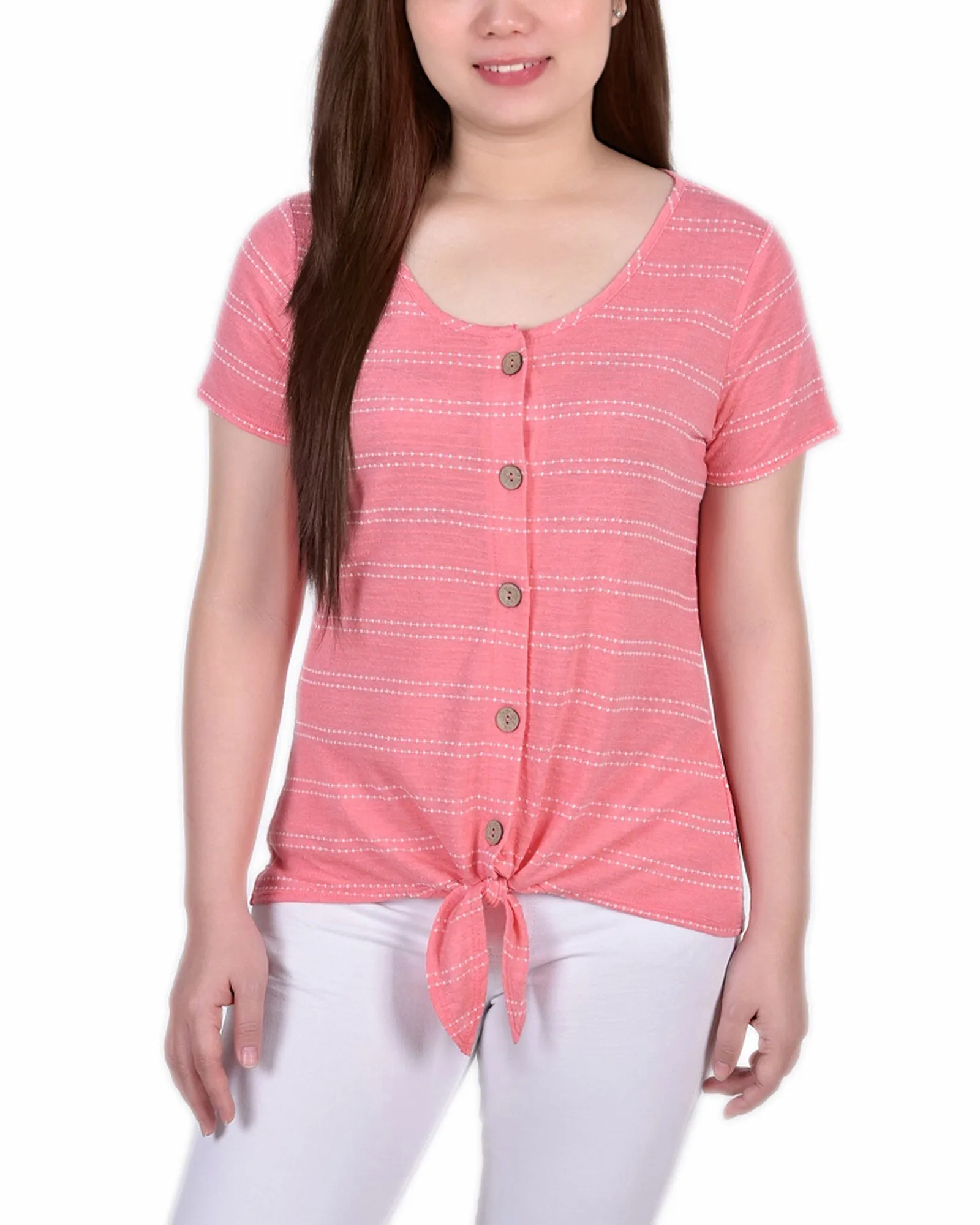 Short Sleeve Tie Front Top