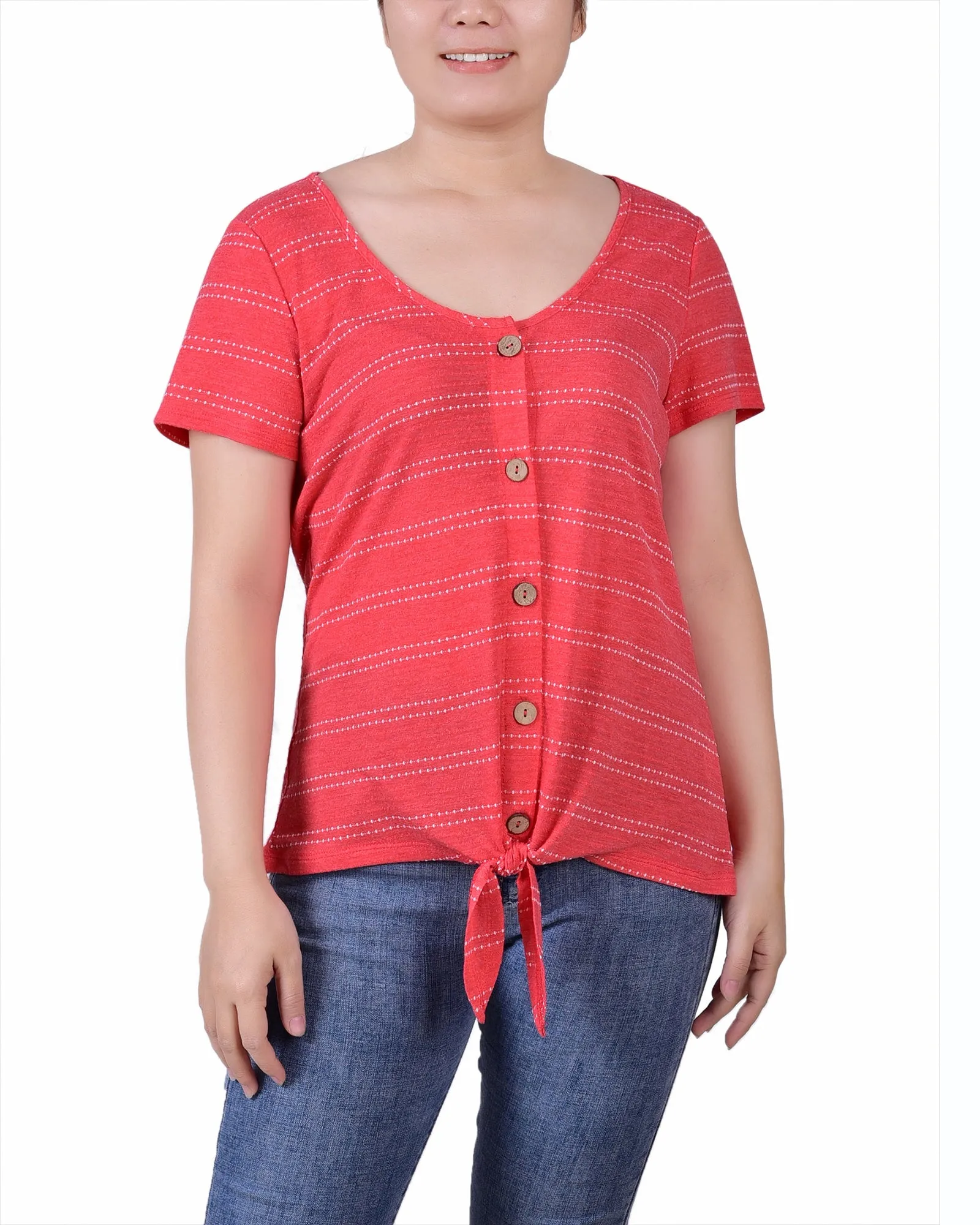 Short Sleeve Tie Front Top