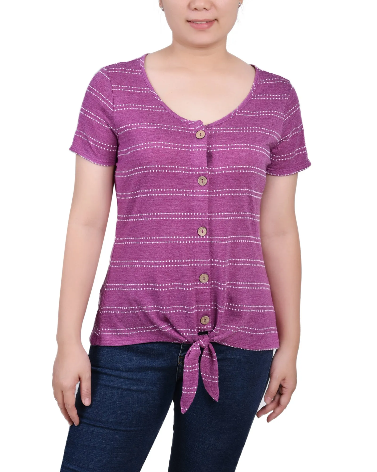 Short Sleeve Tie Front Top