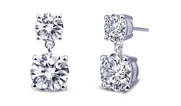 Simulated Diamond Dangle Stud Earrings E0257CLP