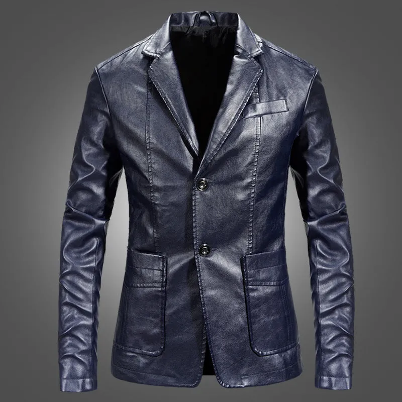 Slim Handsome Spring Leather Jacket Small Suit Men