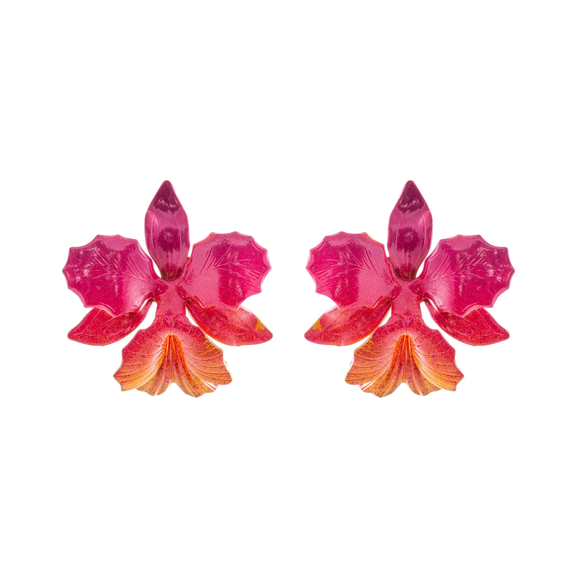 Sunset Laelia Orchid Studs